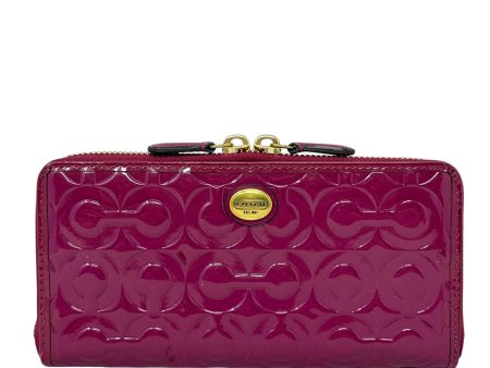 Peyton Op Art Embossed Patent Leather Wallet Designer By Coach In Brass Passion Berry, Size: Large Sale