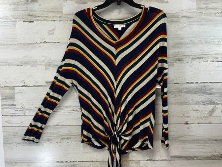 Top Long Sleeve Basic By Blu Pepper In Striped Pattern, Size: S Online Sale