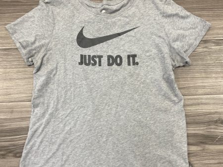 Athletic Top Short Sleeve By Nike In Grey, Size: L Online Sale