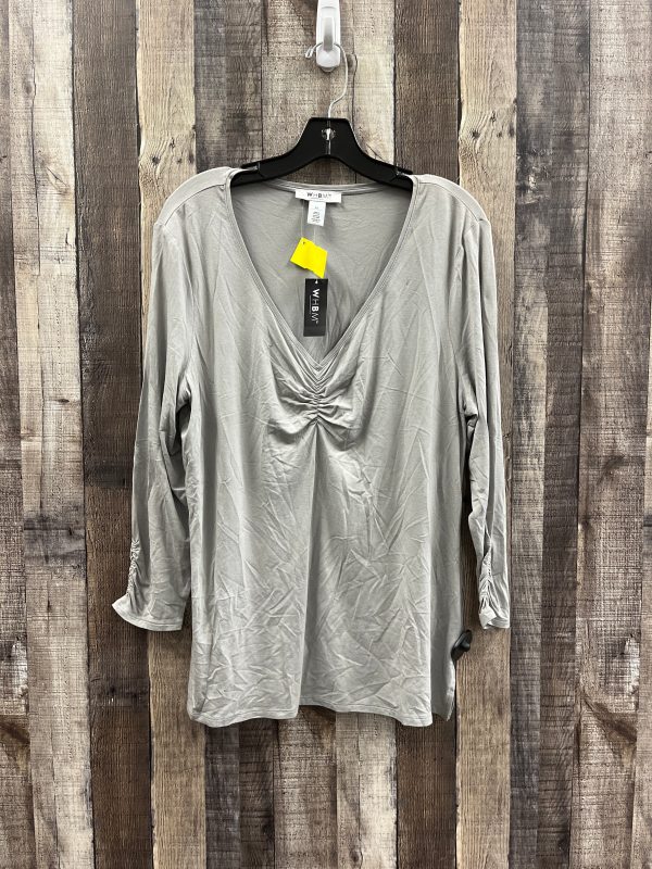 Top Long Sleeve By White House Black Market In Grey, Size: Xl For Sale