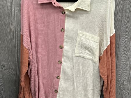 Top Long Sleeve By Clothes Mentor In Pink & White, Size: L Discount