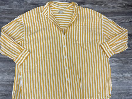 Top Long Sleeve By Madewell In White & Yellow, Size: Xxl Hot on Sale