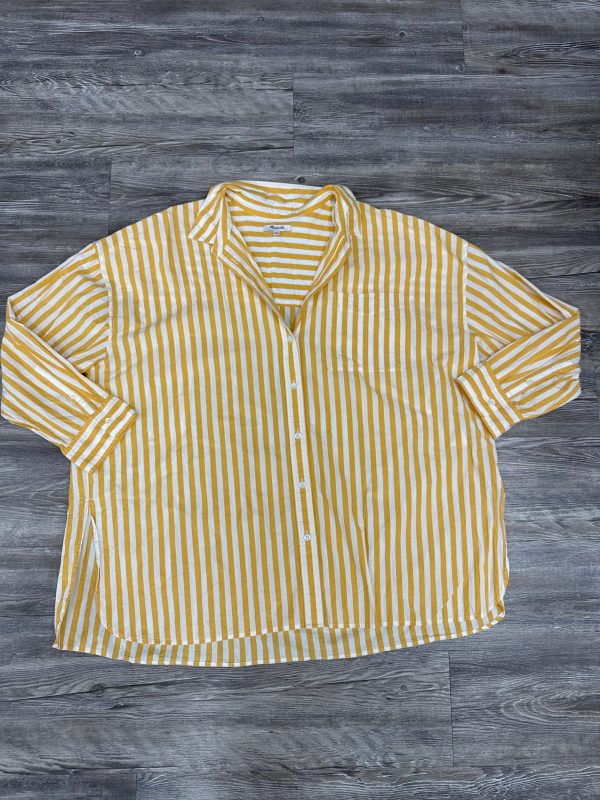 Top Long Sleeve By Madewell In White & Yellow, Size: Xxl Hot on Sale