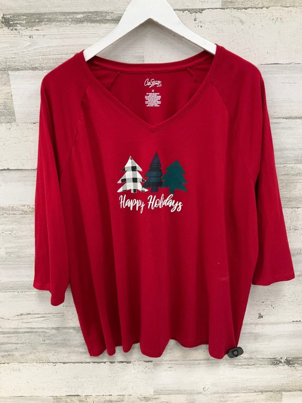 Top Long Sleeve By City Streets In Red, Size: 1x For Discount