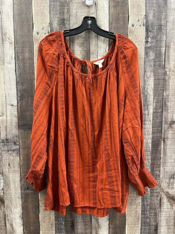 Top Long Sleeve By Terra & Sky In Brown, Size: 4x Online