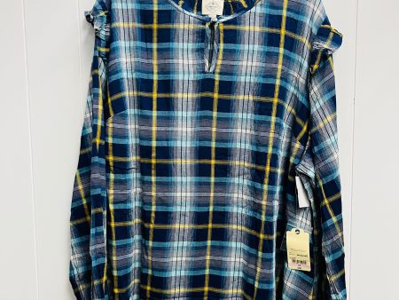 Top Long Sleeve By St Johns Bay In Blue & Yellow, Size: 2x Hot on Sale