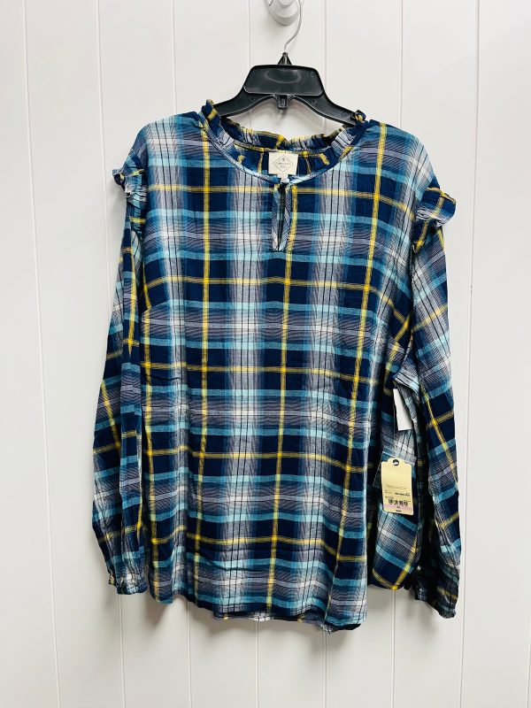 Top Long Sleeve By St Johns Bay In Blue & Yellow, Size: 2x Hot on Sale