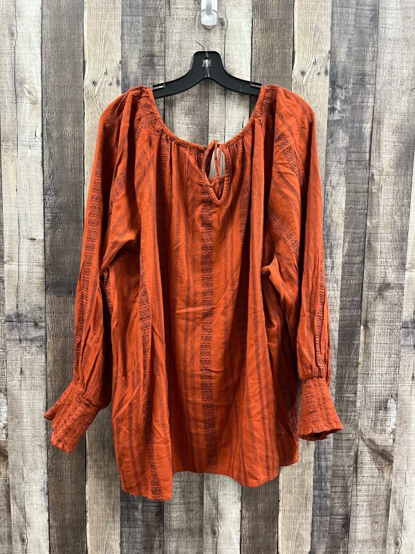 Top Long Sleeve By Terra & Sky In Brown, Size: 4x Online