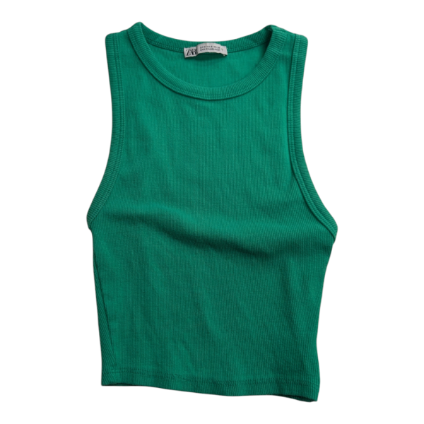 Top Sleeveless By Zara In Green, Size: S Cheap