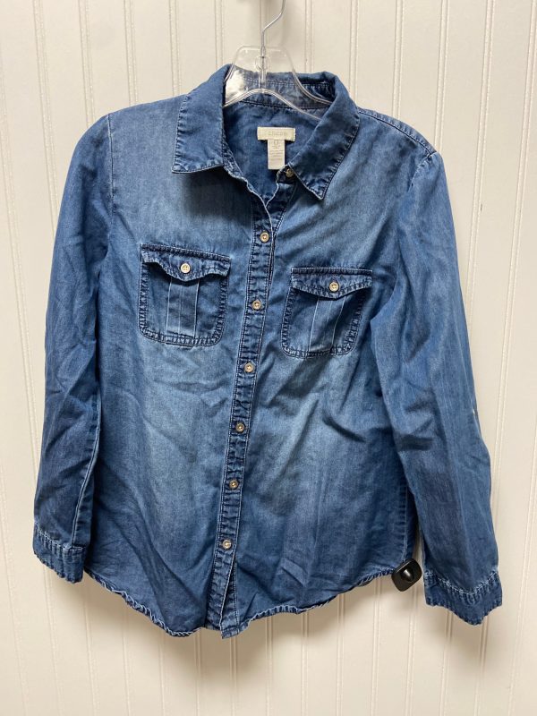 Top Long Sleeve By Chicos In Blue Denim, Size: S Online now