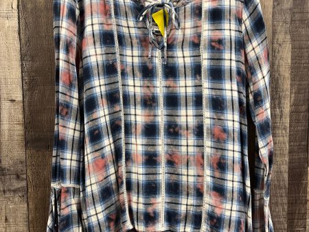 Top Long Sleeve By Seven 7 In Plaid Pattern, Size: M Hot on Sale