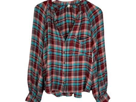 Top Long Sleeve By Pilcro In Plaid Pattern, Size: L Supply