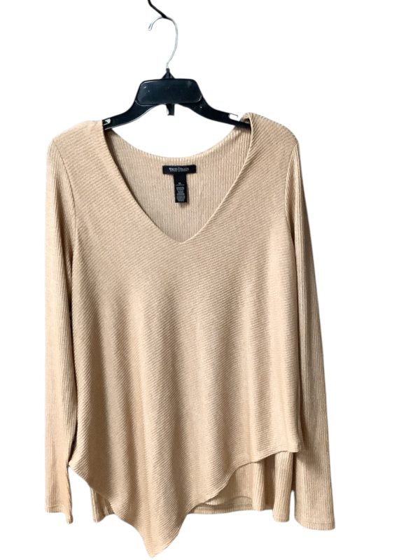 Top Long Sleeve By White House Black Market In Tan, Size: Xl Hot on Sale