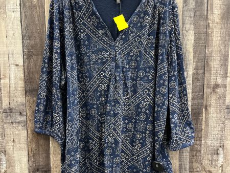 Top 3 4 Sleeve By Lucky Brand In Navy, Size: 3x on Sale