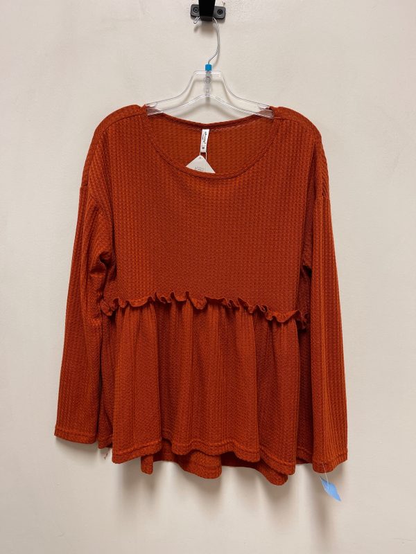 Top Long Sleeve By Clothes Mentor In Orange, Size: M For Cheap