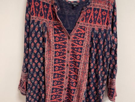 Top Long Sleeve By Lucky Brand In Blue & Red, Size: L Online Hot Sale