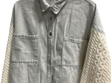 Jacket Denim By Clothes Mentor In Grey & Tan, Size: M Discount