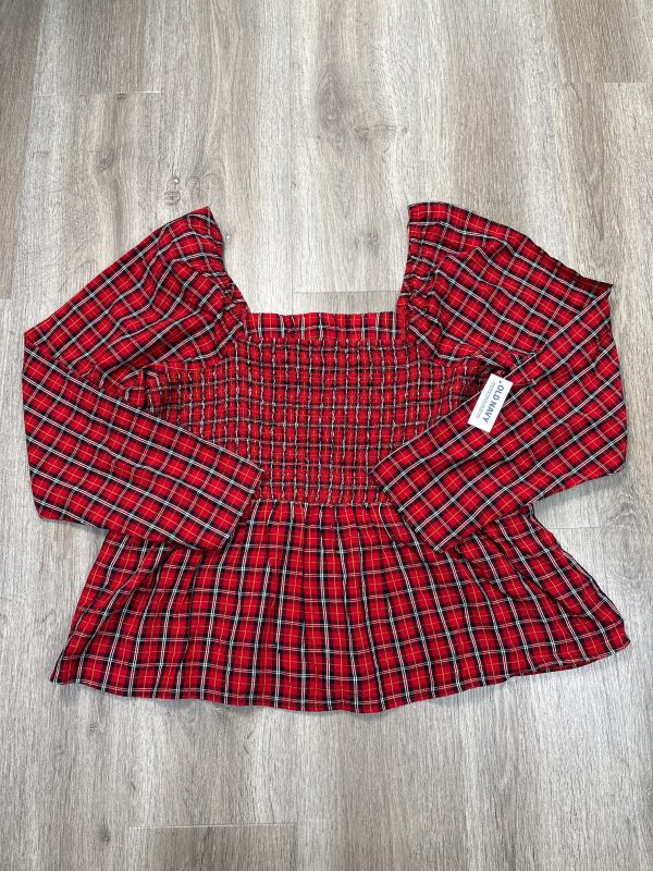 Top Long Sleeve By Old Navy In Plaid Pattern, Size: Xl For Sale