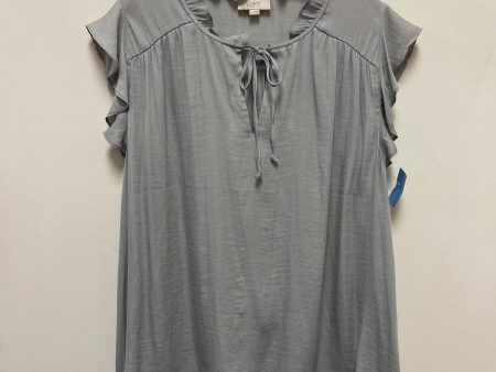 Top Short Sleeve By Loft In Grey, Size: L For Cheap