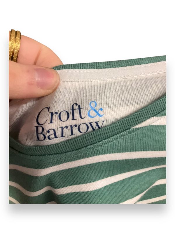 Top Long Sleeve By Croft And Barrow In Green & White, Size: S Fashion