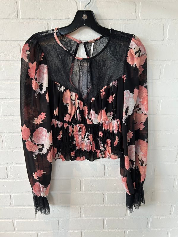 Top Long Sleeve By Free People In Black & Pink, Size: S Discount