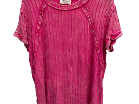 Top Short Sleeve Basic By Zenana Outfitters In Pink, Size: S For Sale