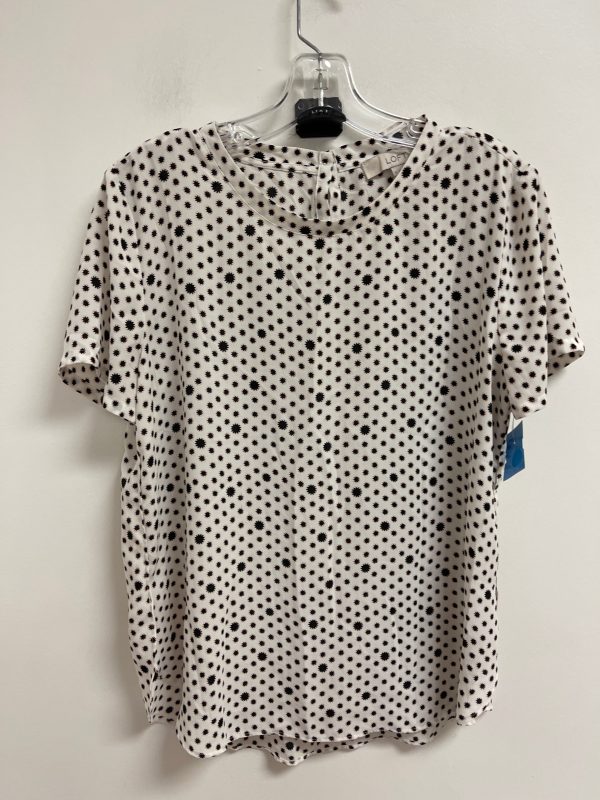 Top Short Sleeve By Loft In Black & Cream, Size: M Online