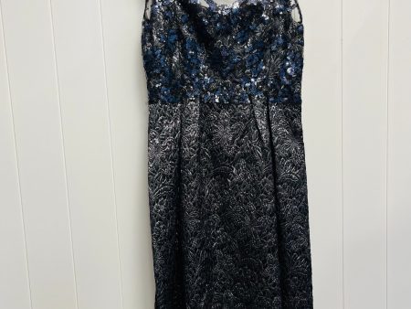 Dress Casual Midi By Kay Unger In Black & Blue, Size: 4 on Sale