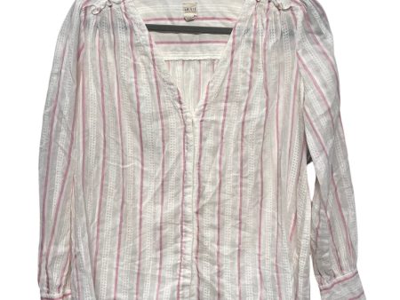 Top Long Sleeve By Rebecca Taylor In Pink & White, Size: S Supply