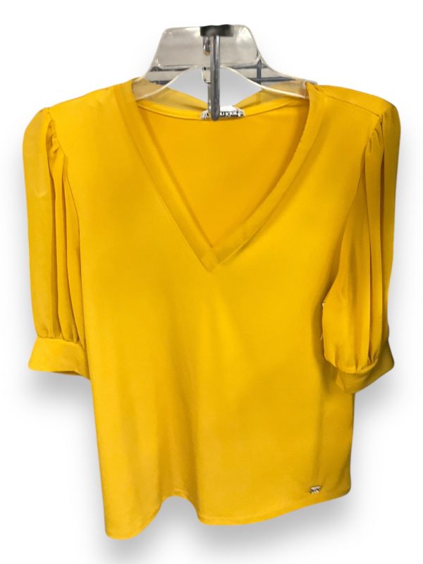 Top Short Sleeve By Calvin Klein In Gold, Size: S Cheap